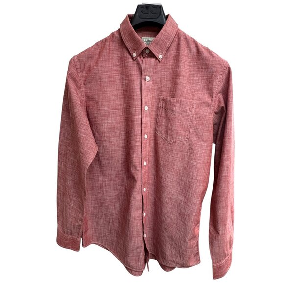 LL‎ Bean Pale Sienna Cotton Button Down Traditional Fit Chambray Shirt - Picture 6 of 8
